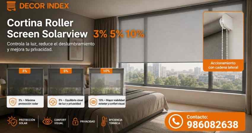 Cortinas Rollers Screen Solarview 3% 5% 10%